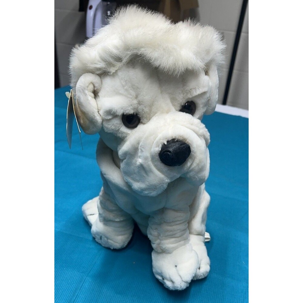 Vintage Prestige Baby Ripples Plush White Shar Pei Puppy Dog 14" Christmas Hat